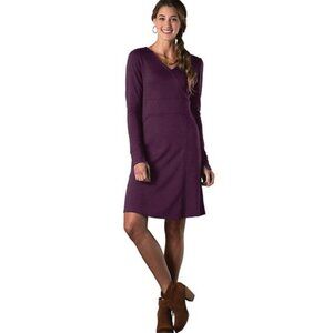 Horny Toad Women's Finlay Dress Long Sleeve Faux Wrap Dark Purple Size XS A-Line